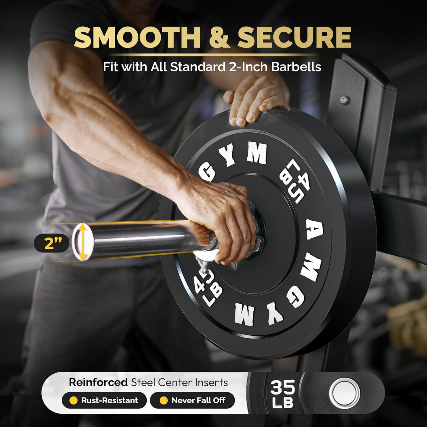 2 Inch Bumper Plates, 10-650Lbs, Barbell Rubber Olympic Weight Plates Set for Home Gym, Strength Training & Weight Lifting, Multiple Options Colors