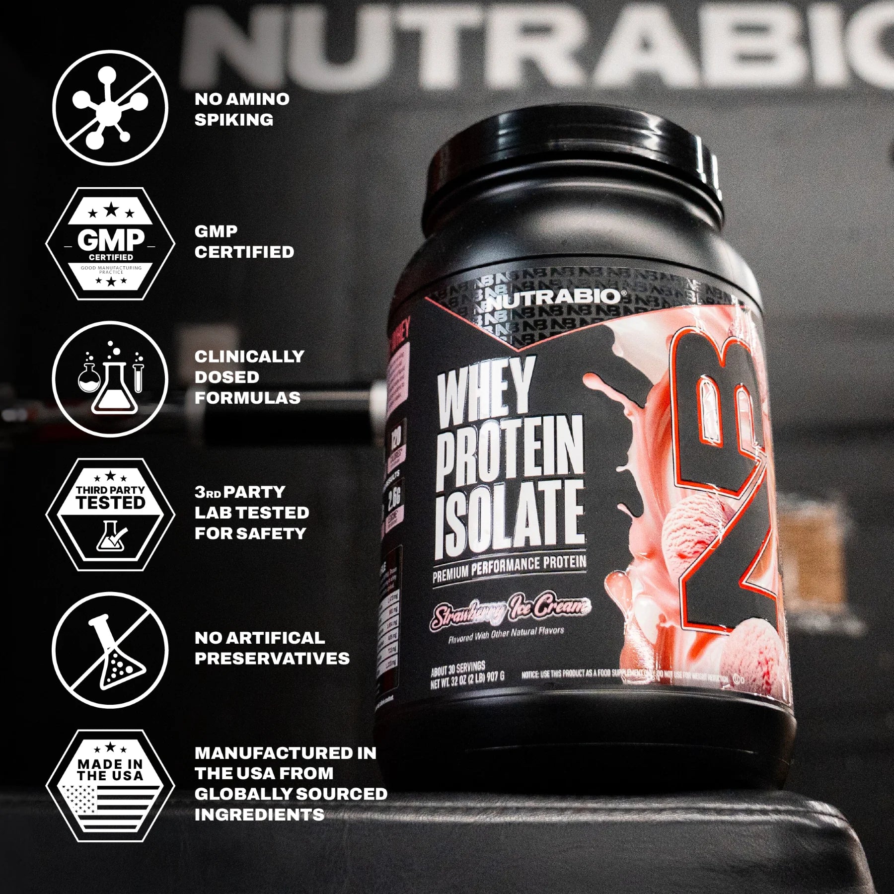 100% Whey Protein Isolate Protein Powder, 25G Protein with Complete Amino Acid Profile, Non-Gmo, Soy & Gluten Free, Low Carb, Low Calorie Whey Protein Powder, Strawberry Ice Cream, 2 Lbs