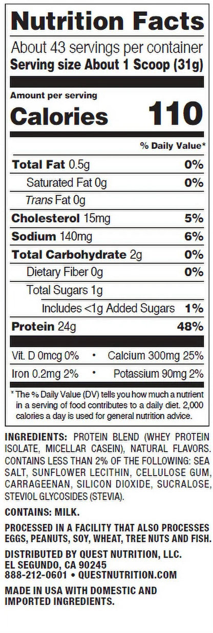 Quest Protein Powder, Vanilla Milkshake, 24G Protein, 3Lb, 48Oz