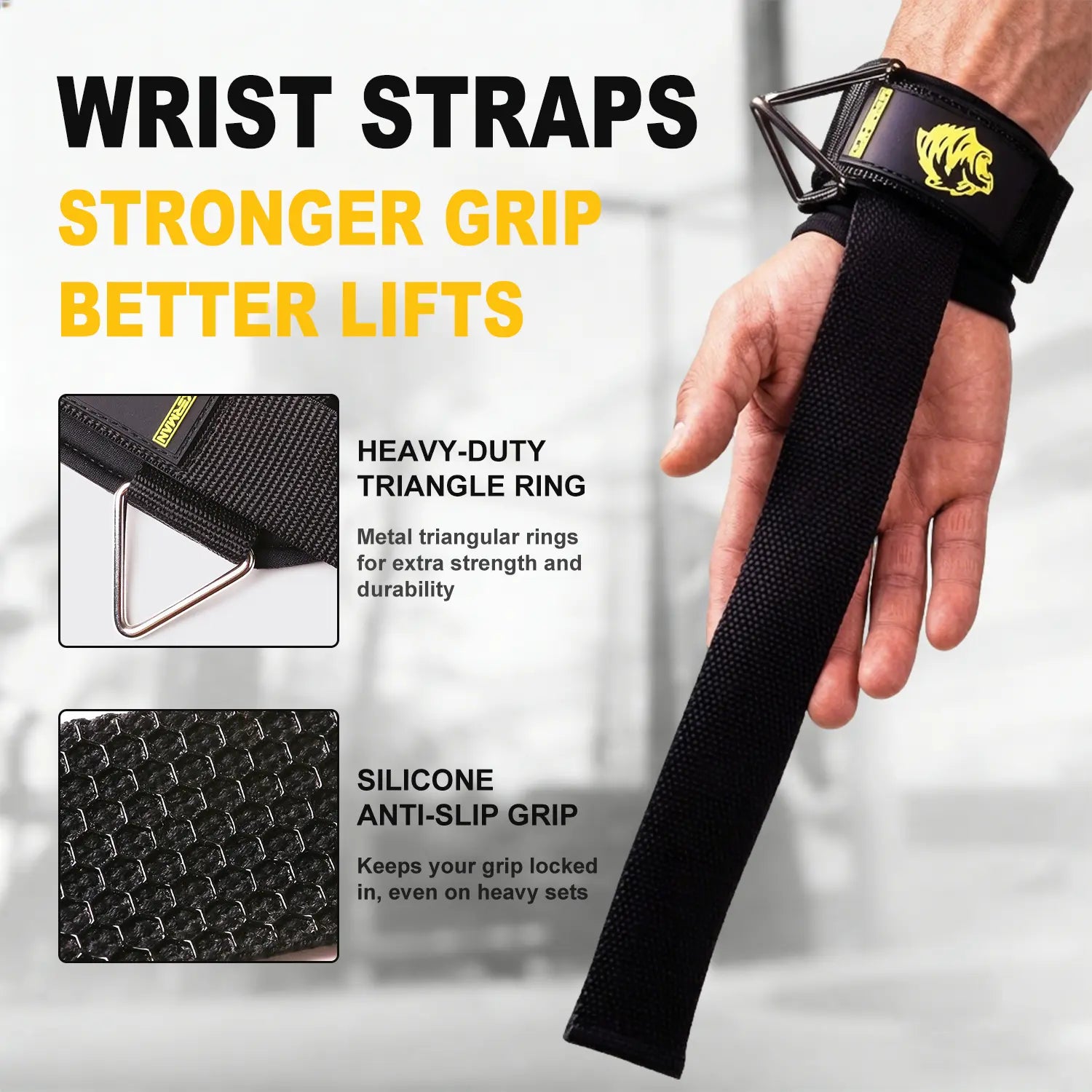 Anti-Slip Lifting Straps for Weightlifting – Heavy-Duty Gym Wrist Wraps with Silicone Grip, 5Mm Padding for Deadlifts, Powerlifting, Pull-Ups, Strength Training