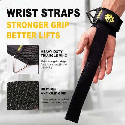 Anti-Slip Lifting Straps for Weightlifting – Heavy-Duty Gym Wrist Wraps with Silicone Grip, 5Mm Padding for Deadlifts, Powerlifting, Pull-Ups, Strength Training