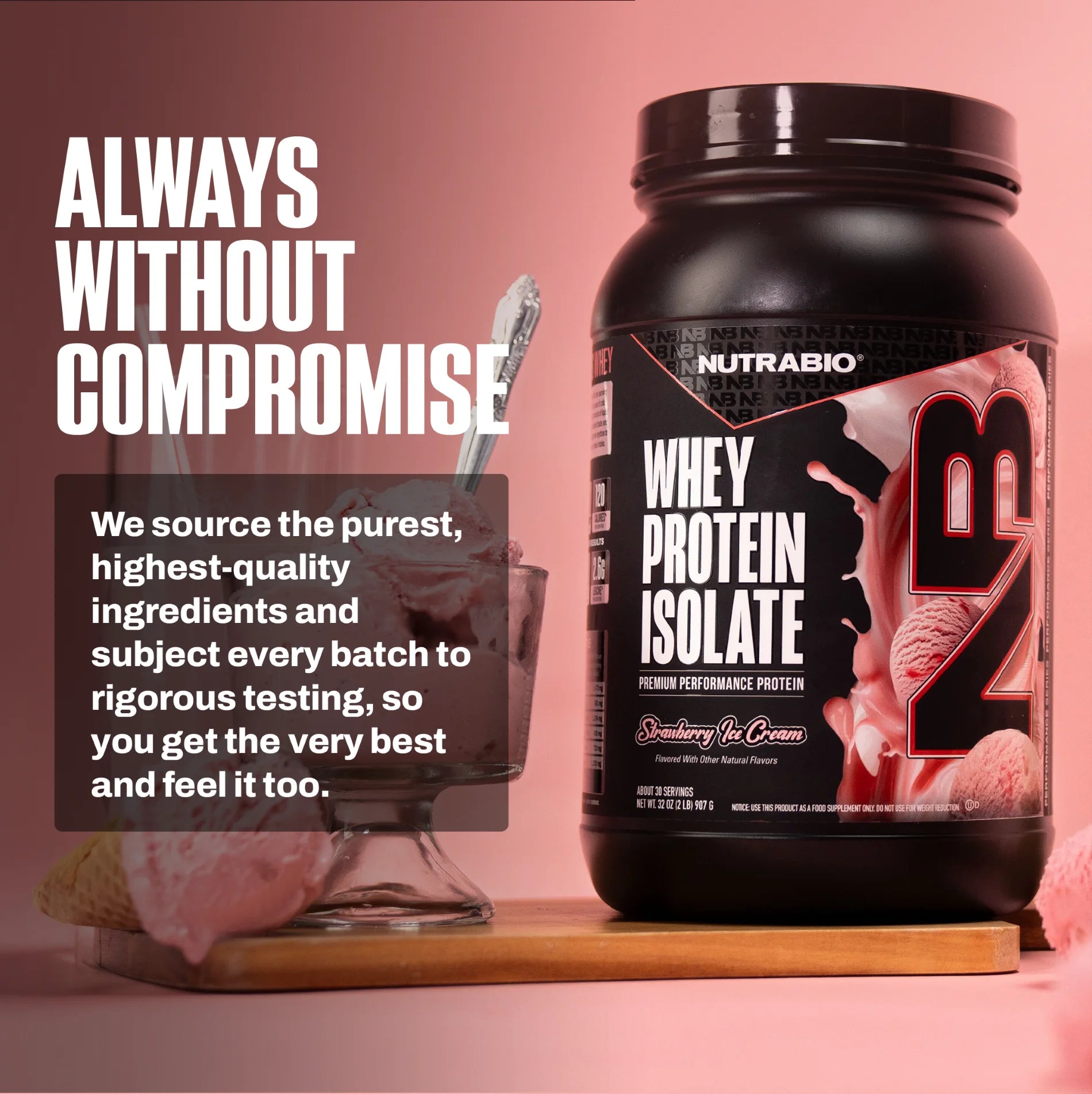 100% Whey Protein Isolate Protein Powder, 25G Protein with Complete Amino Acid Profile, Non-Gmo, Soy & Gluten Free, Low Carb, Low Calorie Whey Protein Powder, Strawberry Ice Cream, 2 Lbs