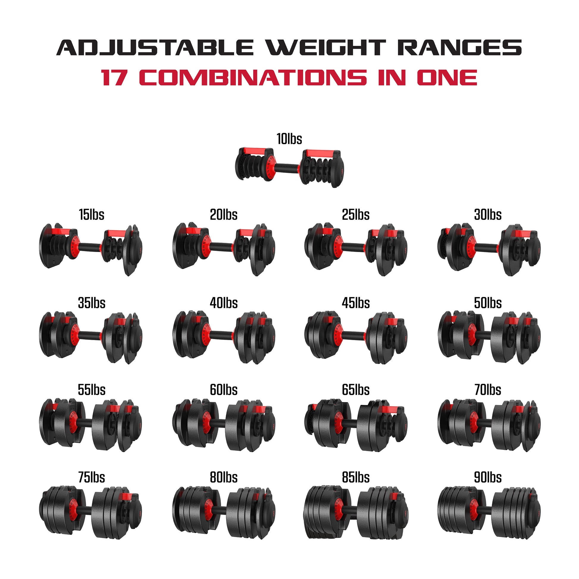 Smartbell XL, 90Lb Adjustable Dumbbell Set with Quick-Select Weights for Home Gym