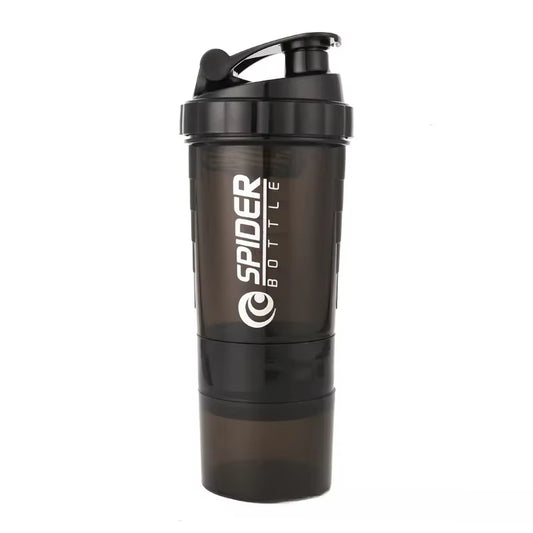500Ml Layered Protein Bottle Powder Shaker with Powder Storage Container Large Water Bottle Water Bottle with Wire Stirring Ball
