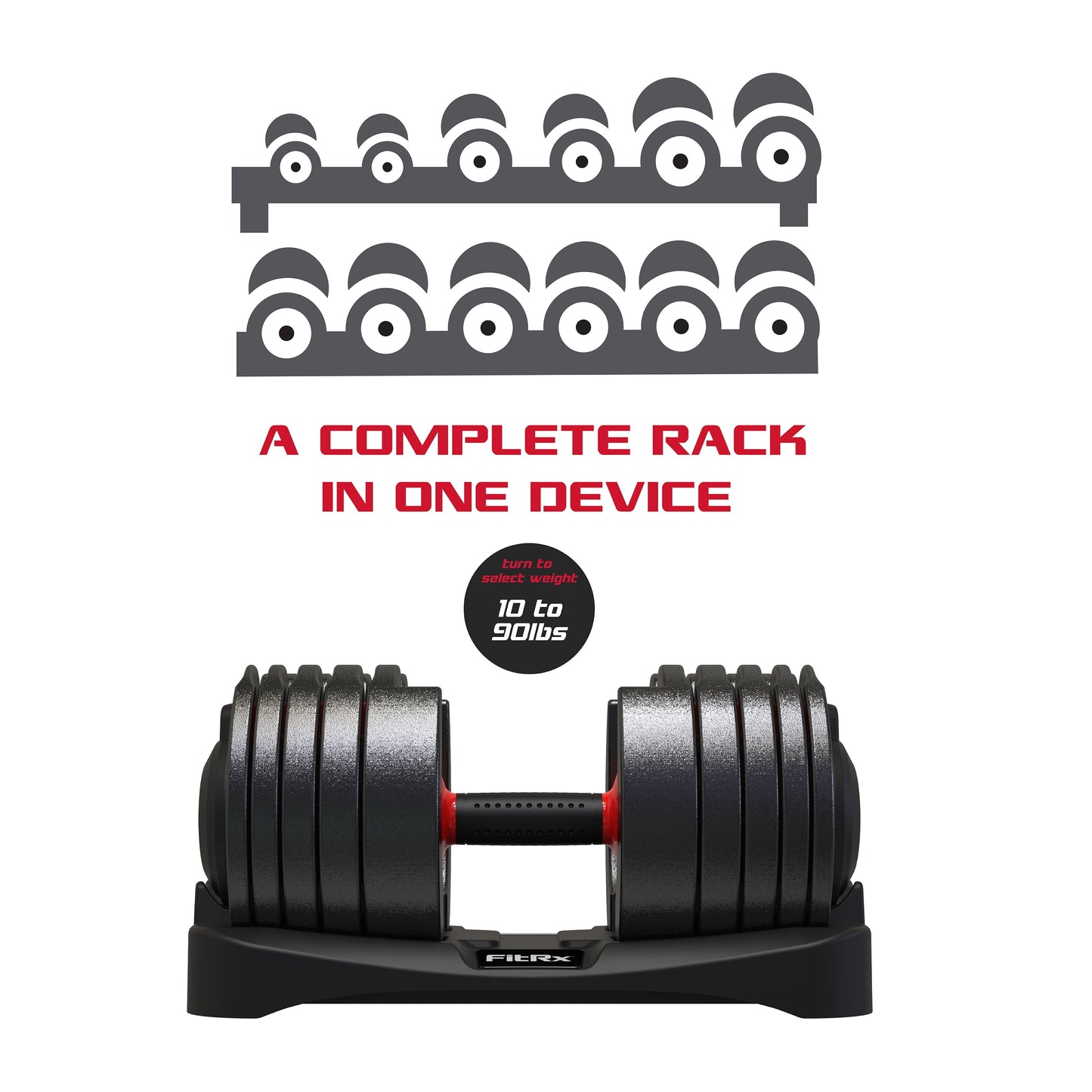 Smartbell XL, 90Lb Adjustable Dumbbell Set with Quick-Select Weights for Home Gym