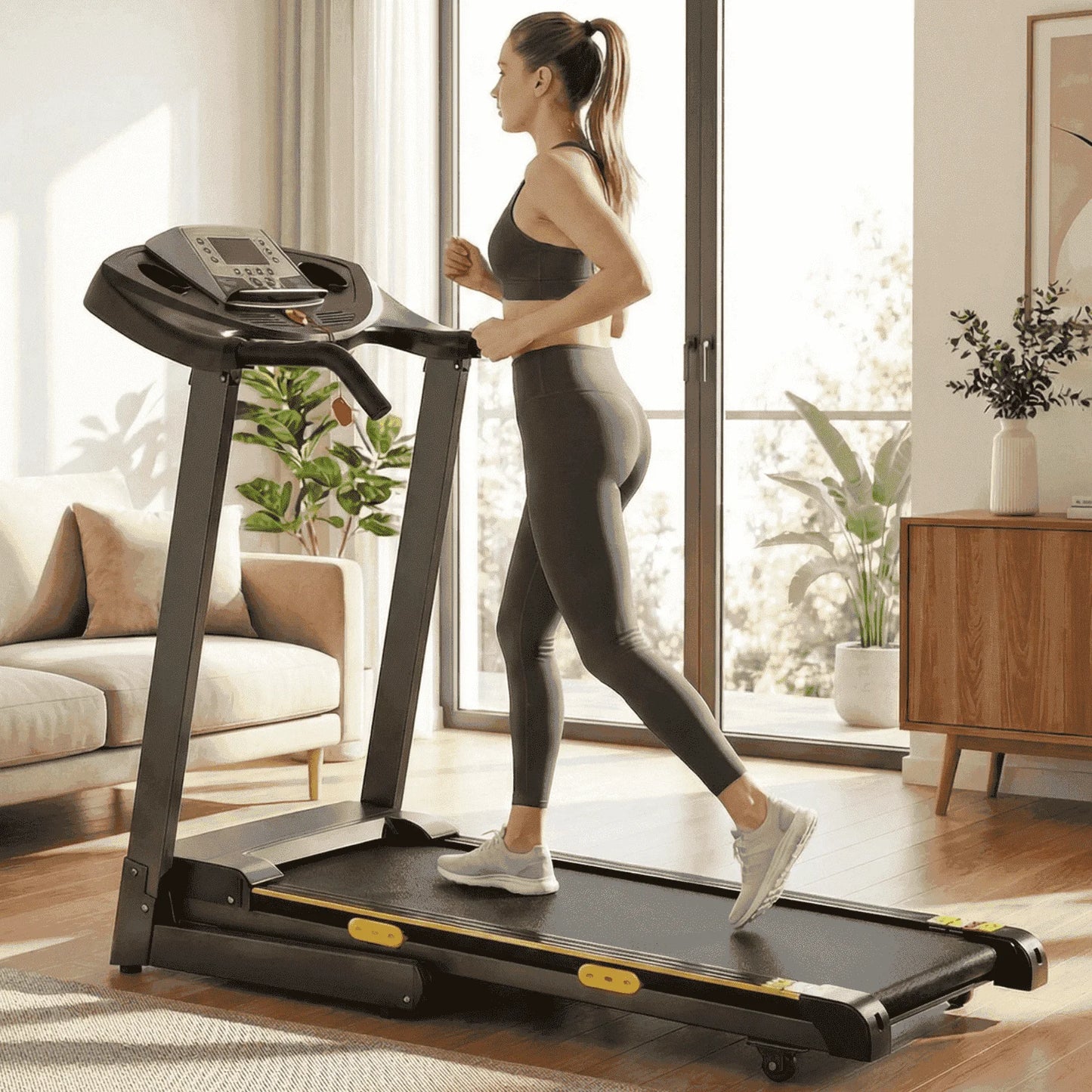 Treadmill with Incline Folding with 12 Level Automatic Incline 2.5Hp Power 8.5Mhp Speed Running Machine 15 Preset Training Program Electric Treadmill for Home Use