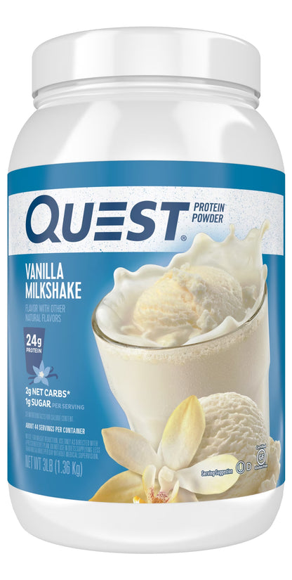 Quest Protein Powder, Vanilla Milkshake, 24G Protein, 3Lb, 48Oz